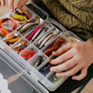 Fishing Lures on Plastic Container